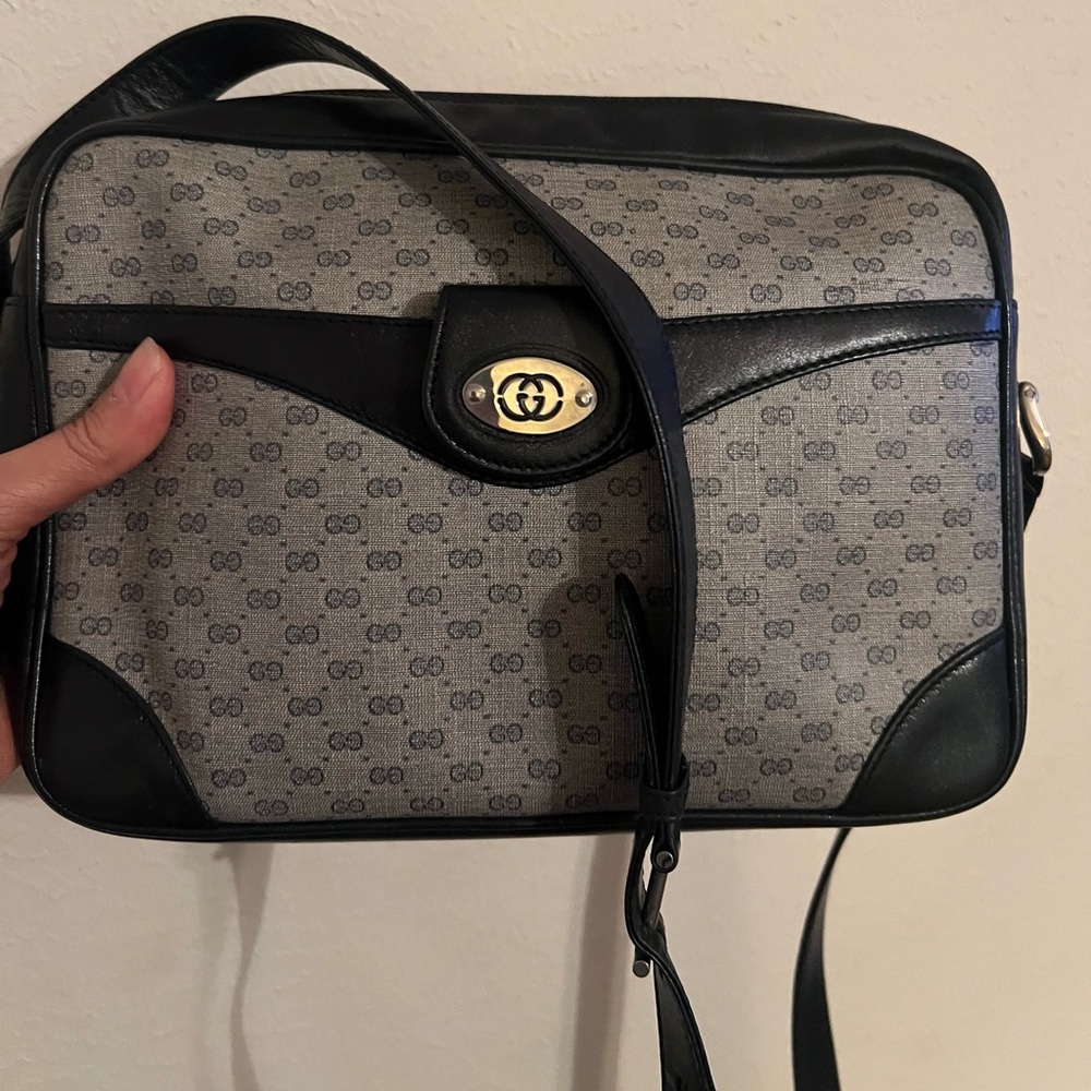 Gucci Black Leather Bag with Silver Details